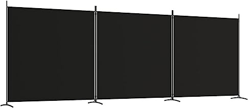 vidaXL Biombo Divisor de 3 Paneles Separador Decoración Habitación Dormitorio Oficina Pantalla Privacidad Pared Plegable de Tela Negro