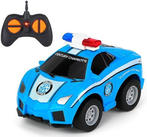 Highttoy Kinderspielzeug ab 2 3 4 Jahre, Ferngesteuertes Polizeiauto 2.4GHz Ferngesteuertes Auto Spielzeug ab 3 Jahre Jungen Geschenk Kinder RC Auto Motorikspielzeug mit Fernbedienung, Blau
