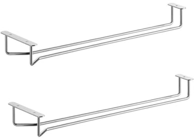 Soro Essentials- 24 Glass Hanging Stemware Rack Chrome Plated Set of 2- Wine Glass Hangers Under Shelf Cabinet Wire Wine Glasses Holder Storage Hanger for Cabinet Kitchen Bar or Home