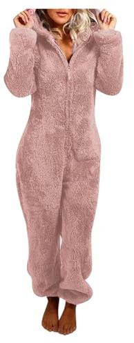 Combinaison Pyjama Femme Grenouillere Femme Combi Pyjama Tout En Un Chaud En Polaire,Combinaison Pyjama Barboteuse Polaire Capuche VêTement En Peluche Nuit Adulte Costume Loungewear GrenouillèRe,