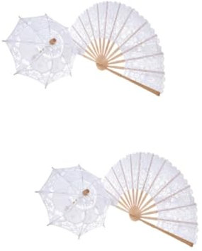 Cabilock Heimdekorationen Vintage Wohnkultur 2st Faltfächer Weiß Bambus Handbuch Faltbares Fächerdekor Spitzenschirm