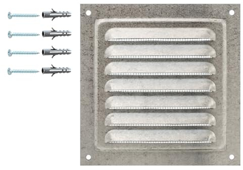 Galvanized Steel Air Vent – Metal Ventilation Grille with Mesh, Indoor/Outdoor Vent Grid, Durable Metal Air Vent Cover with Net Protection. (5 x 5 inches)