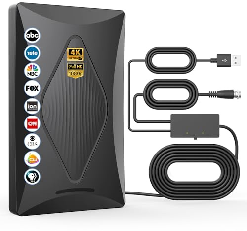 2024 Release TV Antenna for Smart TV, Long Range Digital TV Antenna Indoor Ourdoor with Amplifier Signal Booster - Support 360° Reception 4K 1080p HD for All Smart/Old TVs