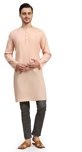 SKAVIJ Men’s Ethnic Kurta for Eid & Ramadan | Traditional Festive Wear for Prayer & Celebrations Pink