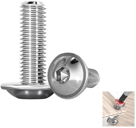 Lot de 10 vis à tête bombée avec bride - Vis Torx M8 x 16 mm - En acier inoxydable - Vis à tête bombée ISO 7380-2 - Filetage complet - Pour instruments de précision, construction automobile et