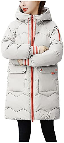 KOG Winterjacke für Damen Jacken Warme Jacke Baumwolle Fahrradmantel Daunenjacken Kleidung Angebote Warmes Blusenjacke Winter Kapuzenmantel Teenager Mädchen Dufflecoat Gutschein Weiß 3XL