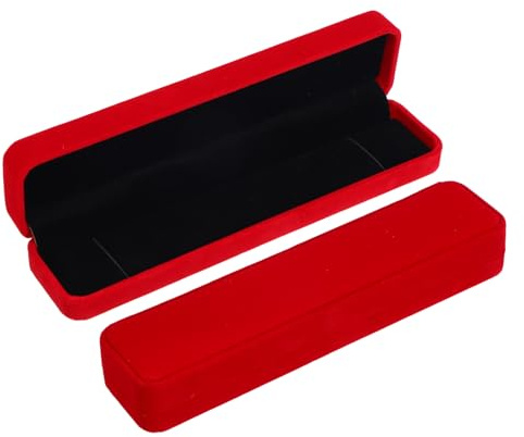PATIKIL Scatola Per Collana In Velluto, 2 Pezzi Monoscomparto Scatola Per Catena Lunga Portagioie Vintage Per Cerimonia Di Matrimonio Fidanzamento Anniversario Stile 2, Rosso E Nero