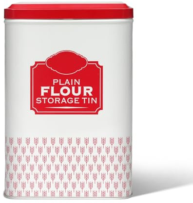Contenedores de almacenamiento de harina | Lata de harina lisa con tapa | Latas de almacenamiento de 18,5 x 9,2 x 12 cm para mantener la harina fresca y limpia (liso)