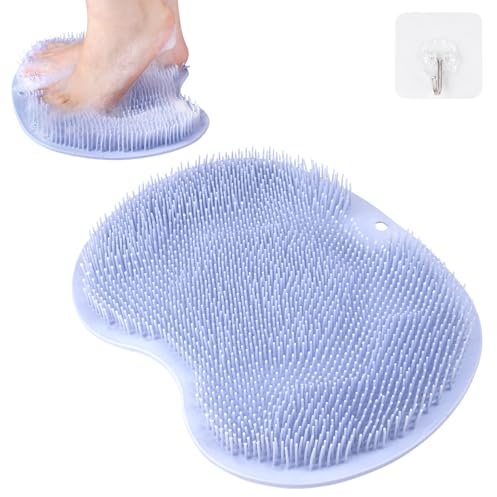 Fefod Fotmassageborste, tvättdyna med halkfria sugkoppar, silikon fottvättdyna, tvättmatta för rengöring, skrubb och massage(blå)