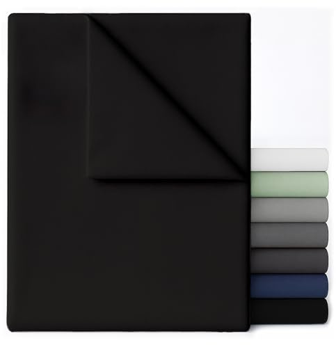 Dreamzie Bettlaken ohne Gummizug 270x290 Schwarz - Flaches Mikrofaser Betttuch besonders weich für Doppelbett 180x200 - Oeko-Tex Zertifiziert