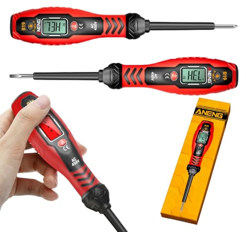 Tester di tensione con cacciavite, strumento di prova elettrico, tester di tensione senza contatto, dual range AC 11V/30V–1000V con display LCD, allarme acustico, funzione di localizzazione del punto