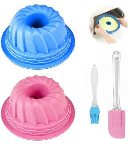 2 stycken Gugelhupfformar silikon, silikonbakform Gugelhupf Ø 15 cm | Återanvändbar Gugelhupfform, bakformar non-stick-belagd för bakning av kakor, gelé, praliner och mycket mer