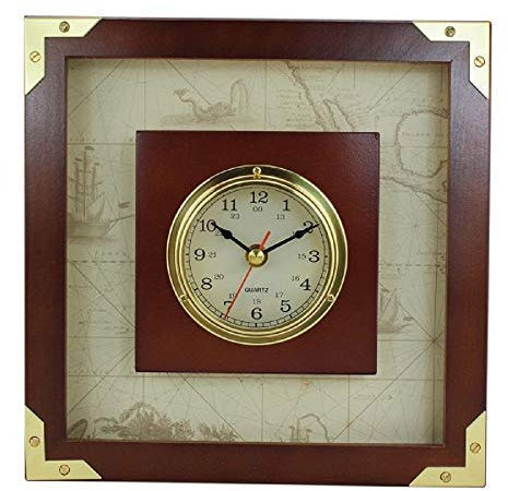 linoows Wanduhr, Maritime Uhr im Holzrahmen, Seemanns Wanduhr im Marinestil
