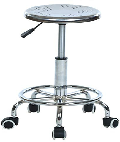 Heavy Duty Adjustable Height Stainless steel structure work shop Stool round Cushion, Salon Rolling Stool Swivel Chair On 5 Wheels,Foot Res Load-bearing 330 Ibs GXFC SHOP