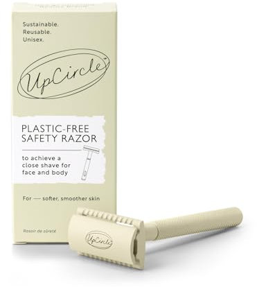 UpCircle Plastic-Free Safety Razor with Two Double Edge Blades - Metal Chrome, Superior Shave, Reduced Irritation - Face & Body