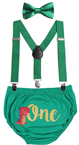 GUCHOL First Birthday Cake Smash for Baby Boys Diaper Cover Suspenders Bow Tie 4th of July Outfit - - S