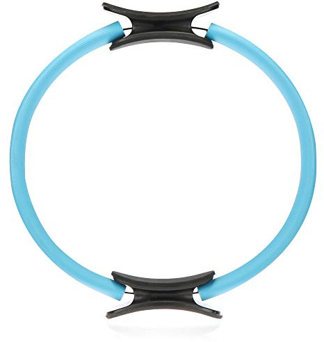 com-four® Pilatesring - Widerstandsring für Yoga und Pilatestraining - Fitnessgerät für Oberschenkel und Arme - Durchmesser 38 cm (01 Stück - schwarz/blau)