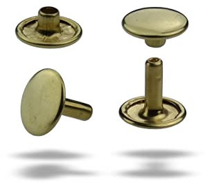 IstaTools Remaches huecos para cuero, doble capuchón de latón, remaches inoxidables para bolsos cinturones de tela (13 x 11 mm, amarillo, 250)