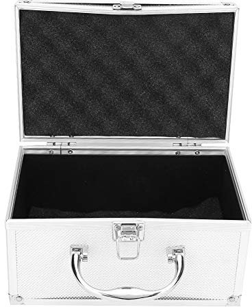 Aluminum Carrying Case, Metal Briefcase Tool Hard Case Toolbox Aluminium Alloy Toolbox with Handle Portable Storage Case Sponge Lining, 9.05x5.9x4.9inch, Silver