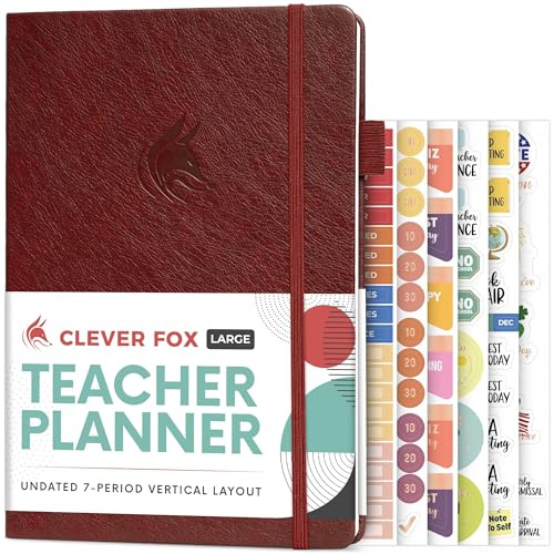 Clever Fox Teacher Planner, School & Homeschool Book, B5 Size Wine Red