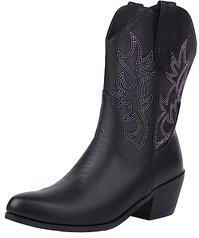 rismart Dam Western cowgirlskor halv-vaden broderade cowgirlskor