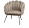 BRANDANI - Fauteuil Coquille Taupe Velours Salon Salon Jambes Argent