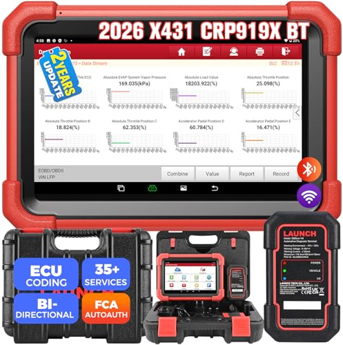 Launch X431 CRP919XBT Elite OBD2-Diagnosegerät, 2026 Drahtlos bidirektionale Scan-Tool, ECU-Codierung, 45+ Dienst, alle System-Diagnosescanner, FCA AutoAuth, V.A.G Guided, CANFD DoIP, 2 Jahre Update