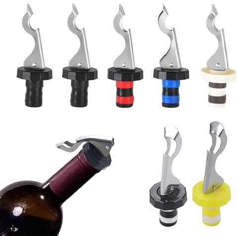 7 tappi per vino, tappi per bottiglie, tappi per champagne in acciaio inox, per conservare ermeticamente, tappi per vino
