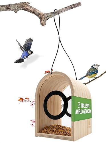 TWOCOZY Vogelhaus - Vogelfutterhaus zum Aufhängen [INNOVATIVES DESIGN] Wetterfestes Vogelhäuschen | Vogelfutterspender mit Anflugstangen | Vogelfutterstation modern | Vogelhäuschen für Balkon & Garten