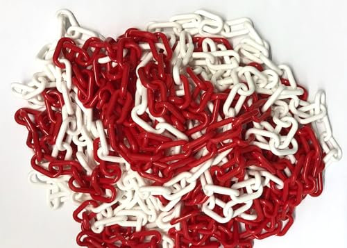 Absperrkette Warnkette Kunststoffkette 6 mm rot/weiß (20 Meter lang)