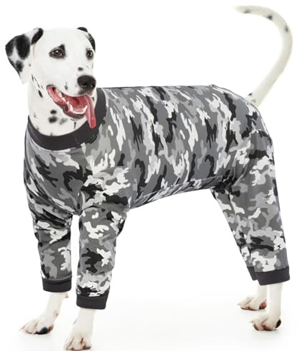 Kuoser Hundebody Nach Op für Mittelgroße Hunde Schlafanzug, Einteiler Op Body Hund Kastration Rüde, Hundebody Hundeanzug mit Beinen Lange Ärmel für Hunde Op Body Hündin, Hund Halskrause Alternative, L