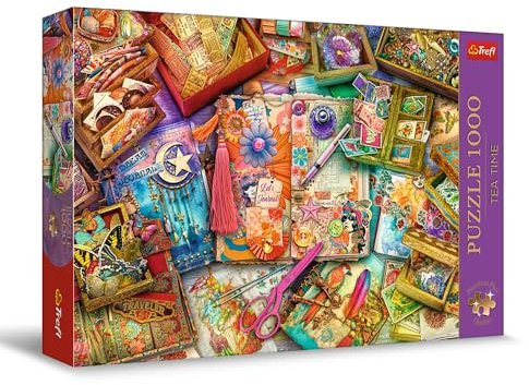 Trefl Premium Plus Quality - Puzzle Tea Time: Schreibtisch des Journalisten - 1000 Elemente, Serie Gemalter Nostalgischer Bilder, Ideale Anpassung der Teile, für Erwachsene und Kinder ab 12 Jahren