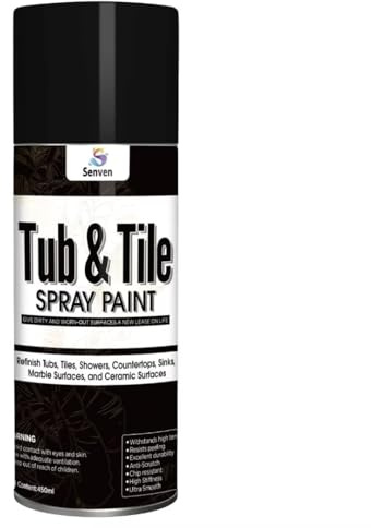 Black Tile Paint Tub and Tile Refinishing Spray Paint High Gloss Spray Paint Waterproof Black Bathtub Kit for Tiles Ceramic, Porcelain, Fiberglass, Bathroom Walls, Bathtubs Sinks Countertops, Toilets