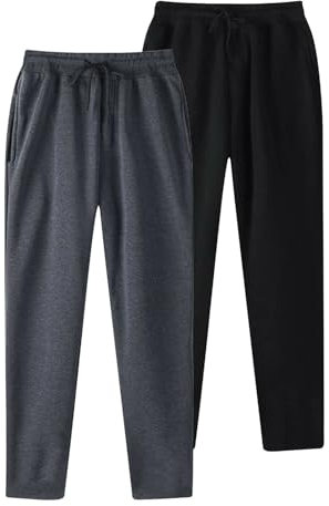 Generisch 2er Pack Jogginghose Herren Einfarbiger Baggy Hose mit Kordelzug und Taschen Männer Sporthose Wanderhose Trainingshose Outdoor Hosen für Lässiges Fitnessstudio und Joggen