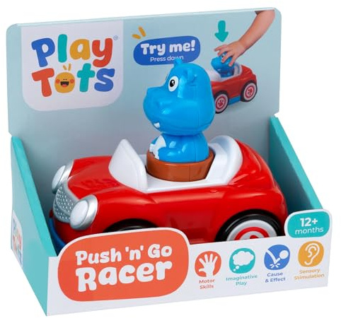 John Adams | Play Tots - Push & Go Racer | Press the animal and watch the racer zoom! Encourages crawling and first steps | Baby and Toddler Toys | Ages 12m+