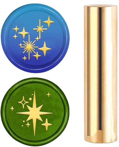 CRASPIRE Brass 2 Styles Pattern Headed Wax Seal Stamp 15mm Mini Copper Star Wax Seal Stamps Logo Sealing for Wedding Invitation Wine Decoration Envelopes Christmas Graduation Gift Wrapping DIY