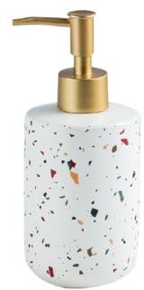 Dispenser per disinfettante per Le Mani in Ceramica, con Motivo a terrazzo, per aschiuma, Shampoo, bagnoschiuma, portasapone