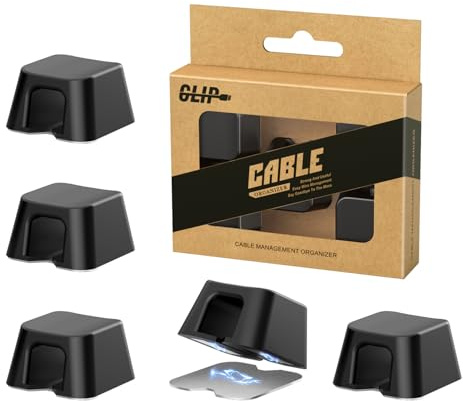 Maveek Magnetic Cable Clips, 5 Pcs Magnetic Cable Management Holder Clips Wire Organiser, Magnetic Cable Tidy Clips with Self-Adhesive Metal Plate for Desktop, Nightstand, Car, Office (Black)