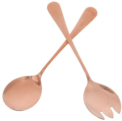 CIYODO Cubiertos de Ensalada Inoxidable Tenedor Resistente y Cuchara para Servir Ensaladas Utensilios Multifuncionales para y Reuniones Familiares