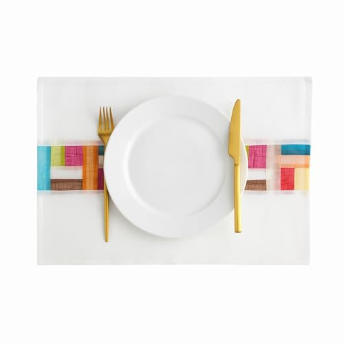 Korean Bojagi Placemat, Ramie Patchwork Table Mat for Dining, Multicolor