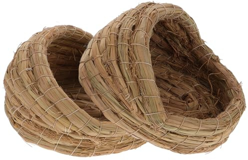 ifundom Lot de 2 Nids pour Poulailler Tressés en Paille Naturelle Nid de Ponte pour Poules 15 CM Petit Lit Confortable pour Animaux de Compagnie Maisonnette Abritée et Solide