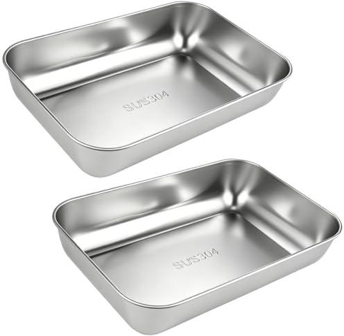 2 Piezas Moldes para Hornear Pan de Acero Inoxidable, Molde Rectangular de Acero Inoxidable, 22 × 14,5 × 5 cm, Apto para Lavavajillas, Antiadherente, Molde Rectangular para Pan, Pasteles, Tostadas
