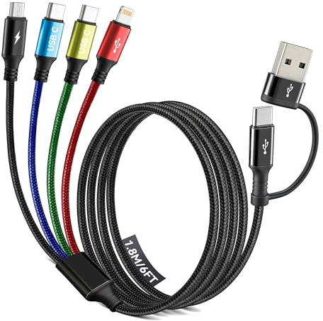 Minlu Cavo di ricarica doppio tipo C, cavo di ricarica 4-in-2 3,5A 1,8M