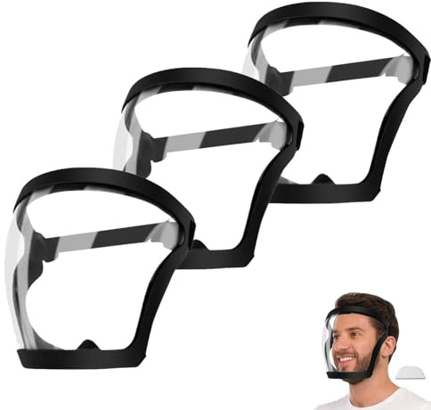 3Pcs Visiera Protettiva, Maschera Integrale Per Il Viso Anti-appannamento In Trasparente Con Fascia Regolabile, Per Saldatura Attività All'aperto Esperimenti Decespugliatore Saldatura Industria