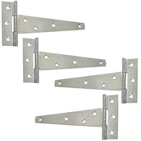 2X Pairs of Galvanised 250mm/10 T-Hinges - Zinc Gate/Trailer/Shed Tee Hinges