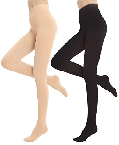 Blostirno Mallas térmicas con forro polar para mujer, opacas, cálidas, gruesas, Skin&black Footed, paquete de 2, XS/S