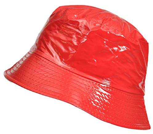 TOUTACOO, Gorro para la Lluvia en Vinilo, Impermeable (11-Rojo)