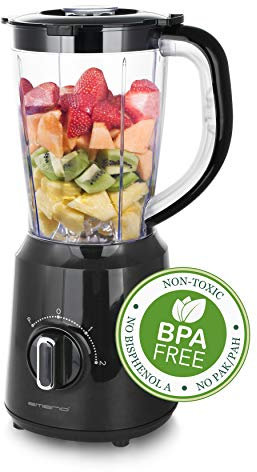 Emerio Standmixer BL-124816, BPA frei, Crush Ice Funktion, 1.5l Behälter, 2 Geschwindigkeiten + Pulse Funktion, Messereinheit aus Edelstahl, Sicherheitsschalter, geschirrspülgeeignet, 450 Watt
