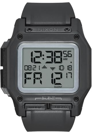 NIXON Regulus A1180 - Black/Positive - 100m Water Resistant Men's Digital Sport Watch (46mm Watch Face, 29mm-24mm Pu/Rubber/Silicone Band)