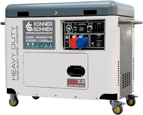 Könner & Söhnen KS 9300DE-1/3 ATSR Super S stromerzeuger diesel,7500(400V)/6500 Watt(230V),diesel generator mit E-Start,Vorwärmer,1x16A (400V)/1x32A (230V),notstromaggregat